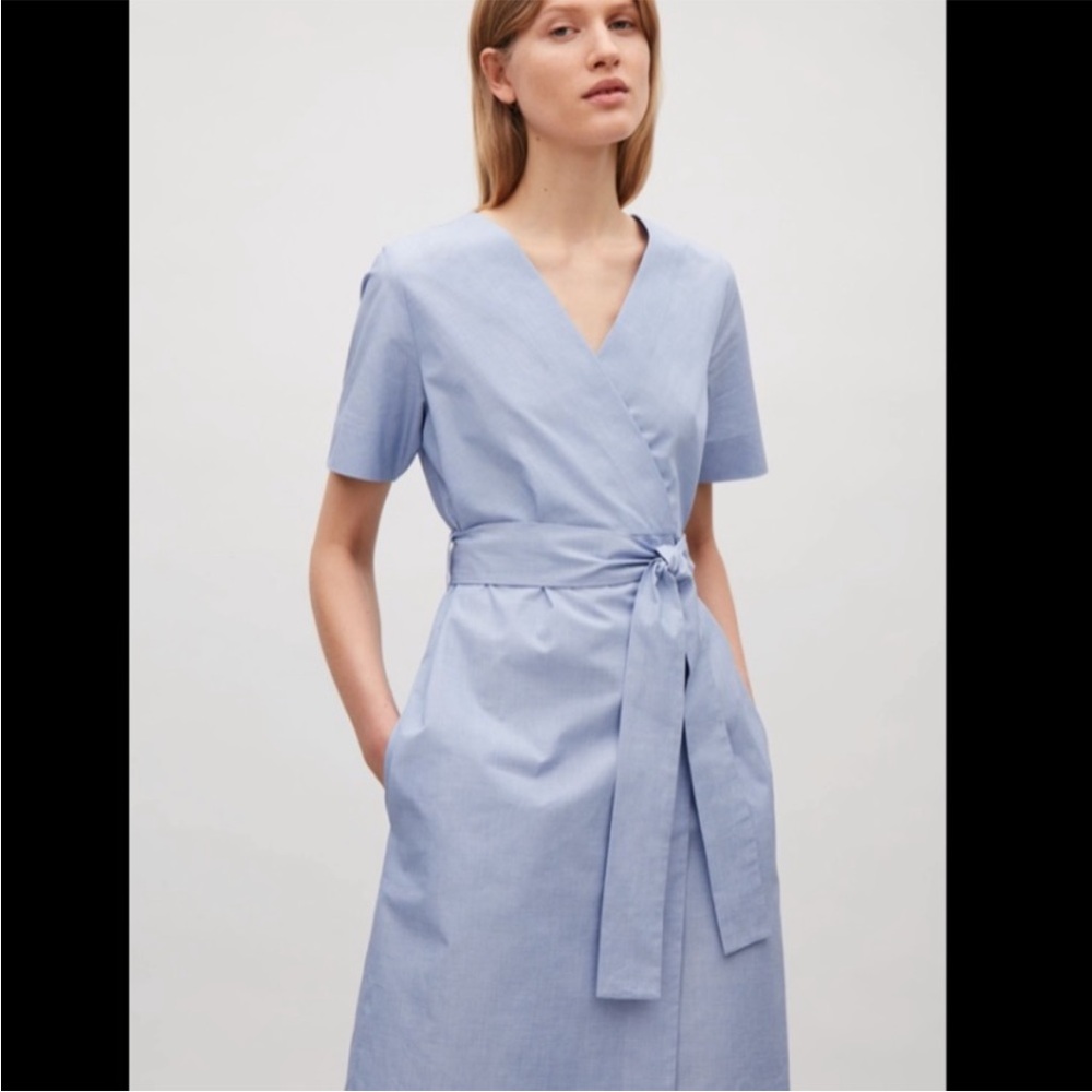 COS Blue Wrap Shirt Dress